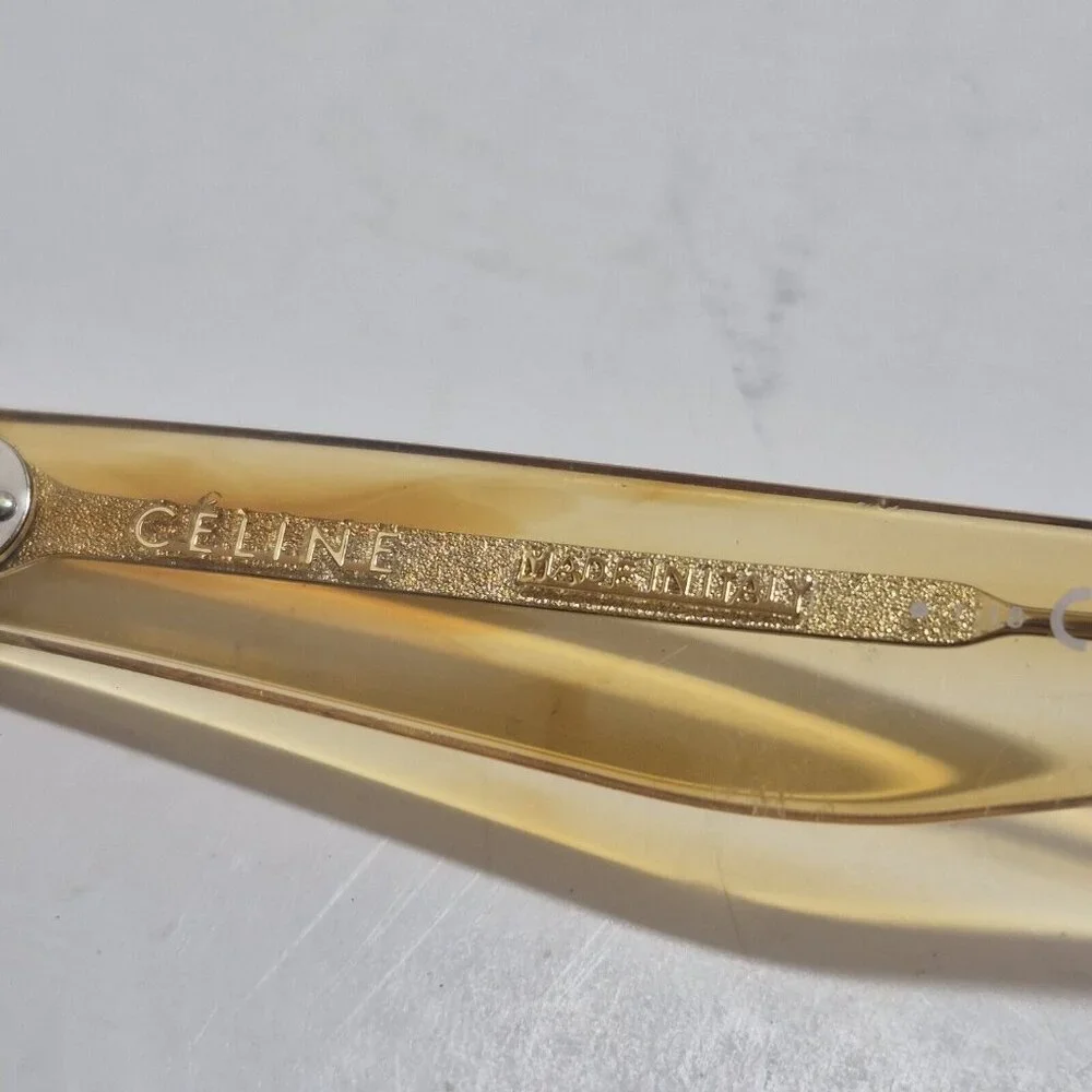 Celine Yellow  Clear Tortoiseshell Square Tinted Sunglasses Made In Italy - Picture 9 of 15